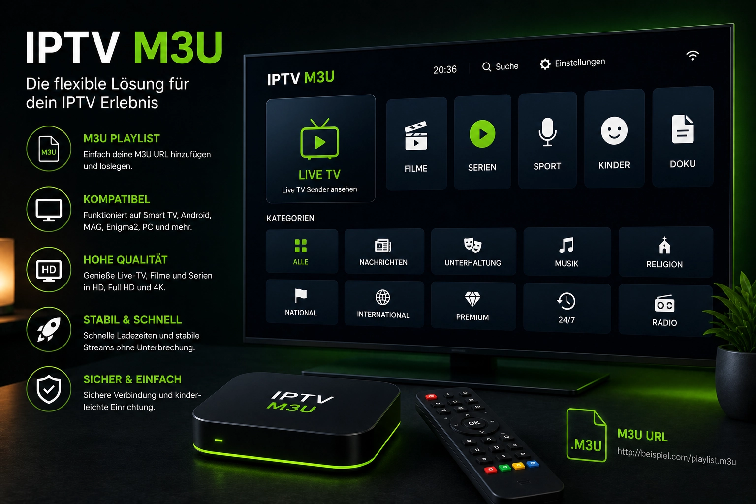 IPTV M3U und Xtream Codes Vergleich auf dem Fernseher in Deutschland